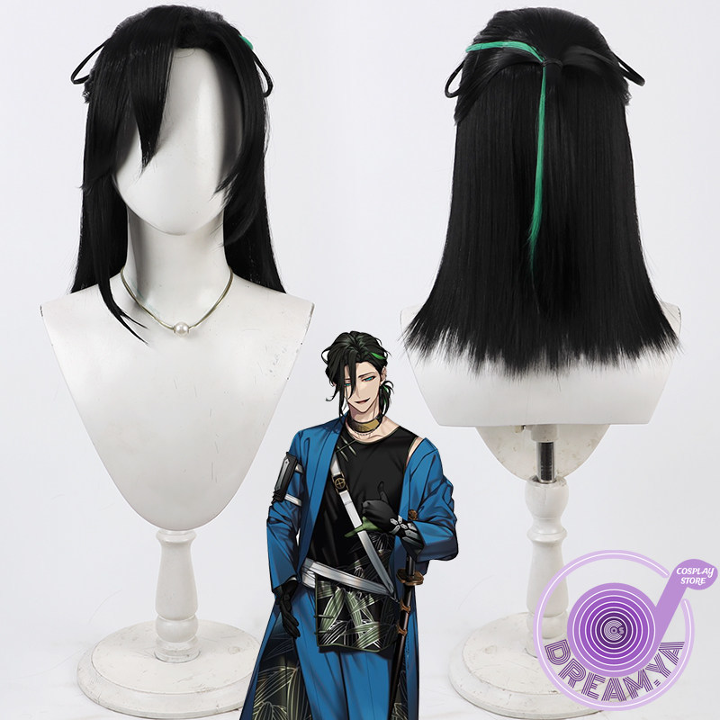Anime Cosplay Wig Heat Resistant - 佐々木 コスプレウィッグ 刀剣乱舞 黒緑 ショート人工毛 耐熱