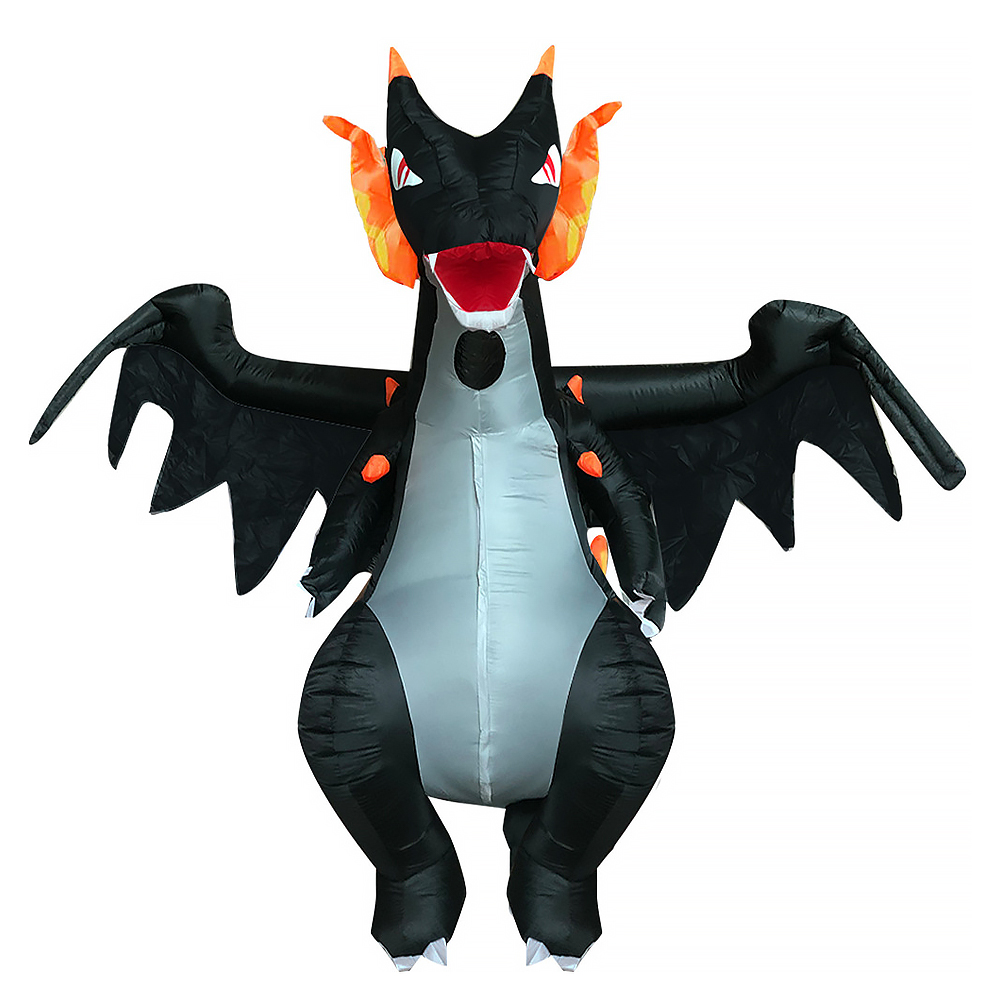 Inflatable Dinosaur Costume Adult - 大人用インフレータブルブラック火を吐くドラゴンコスプレ衣装ロールプレイングパーティーイベントハロウィン面白い