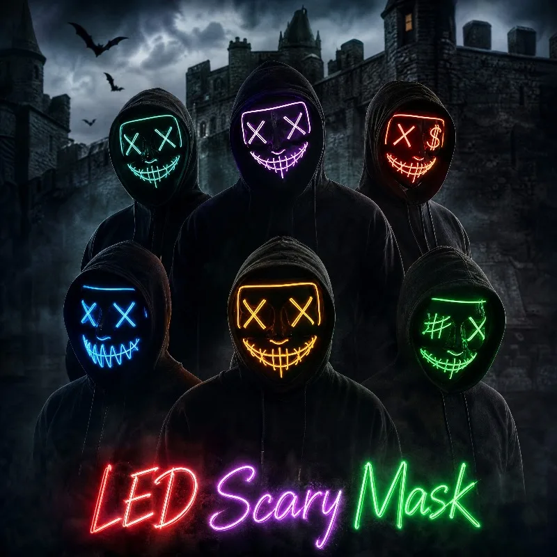 2026 ハロウィンパーティー用品：発光LEDマスク、ワイヤ - Led Purge Mask Halloween のレビューと価格